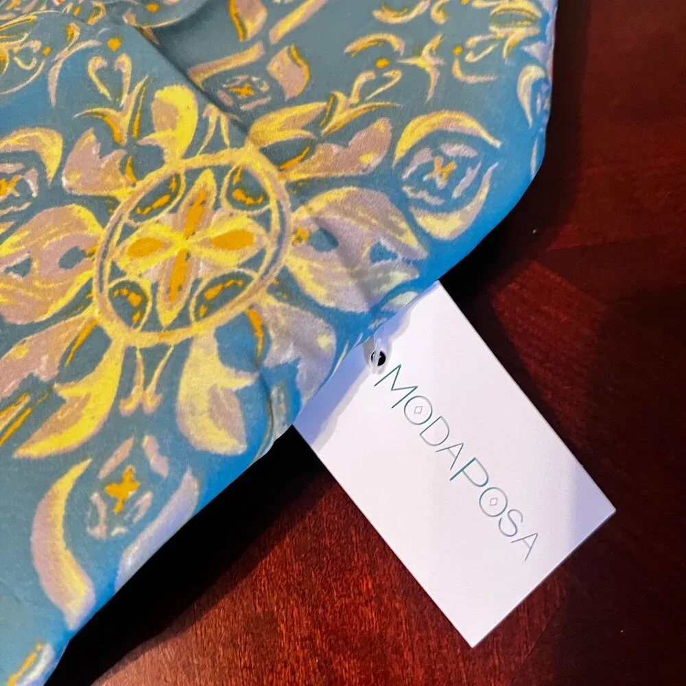 Modaposa‎ Hobo Beach Bag W/ Zip Closure Floral Print Blue & Yellow